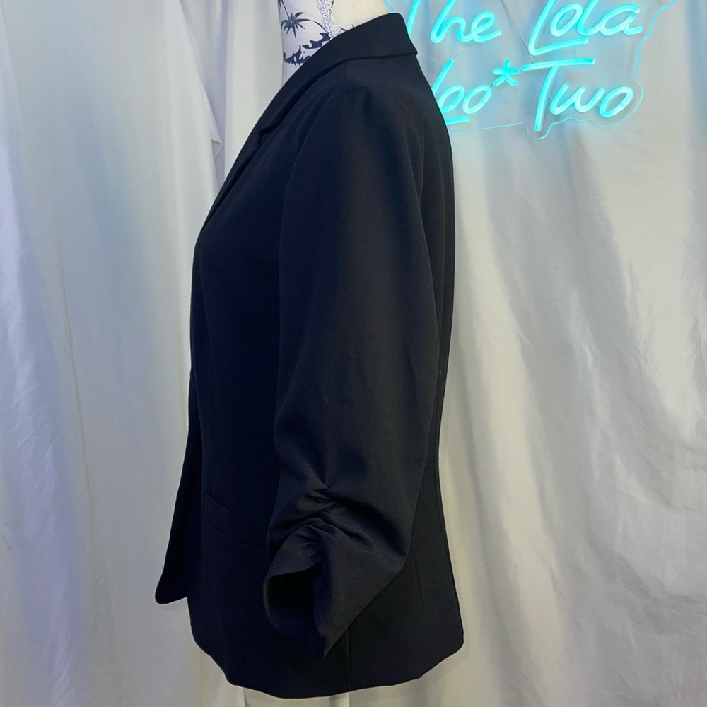 ELIZA J • Black Single Button Ruched Sleeve Blazer • Preppy • Business Casual • - Picture 5 of 14